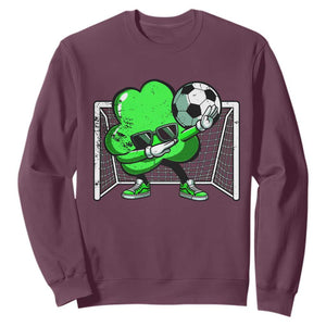 Funny Soccer Shamrock Sweatshirt Dabbing Player St. Patrick's Day TS02 Maroon Print Your Wear