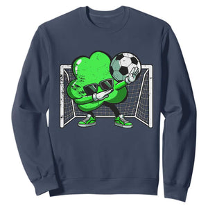Funny Soccer Shamrock Sweatshirt Dabbing Player St. Patrick's Day TS02 Navy Print Your Wear