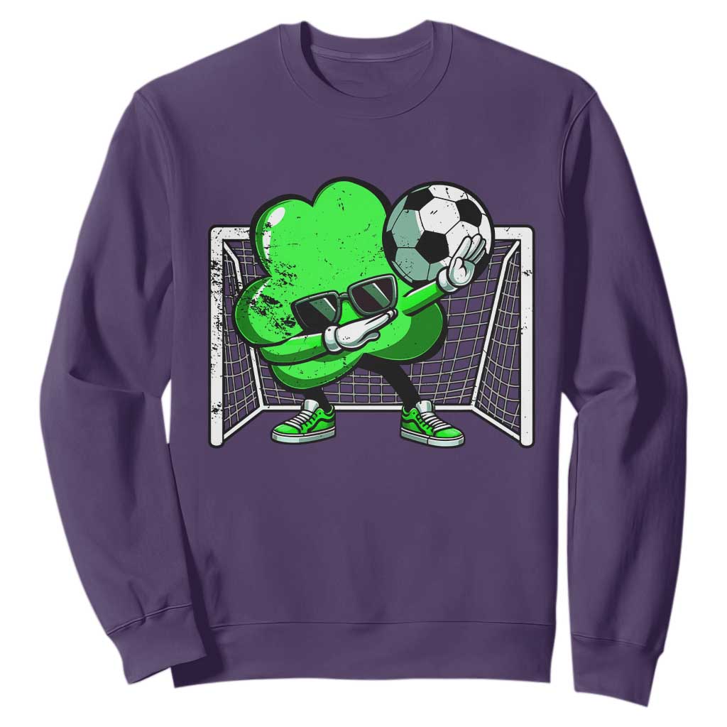 Funny Soccer Shamrock Sweatshirt Dabbing Player St. Patrick's Day TS02 Purple Print Your Wear