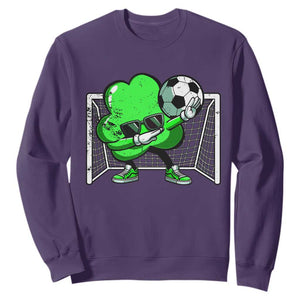 Funny Soccer Shamrock Sweatshirt Dabbing Player St. Patrick's Day TS02 Purple Print Your Wear