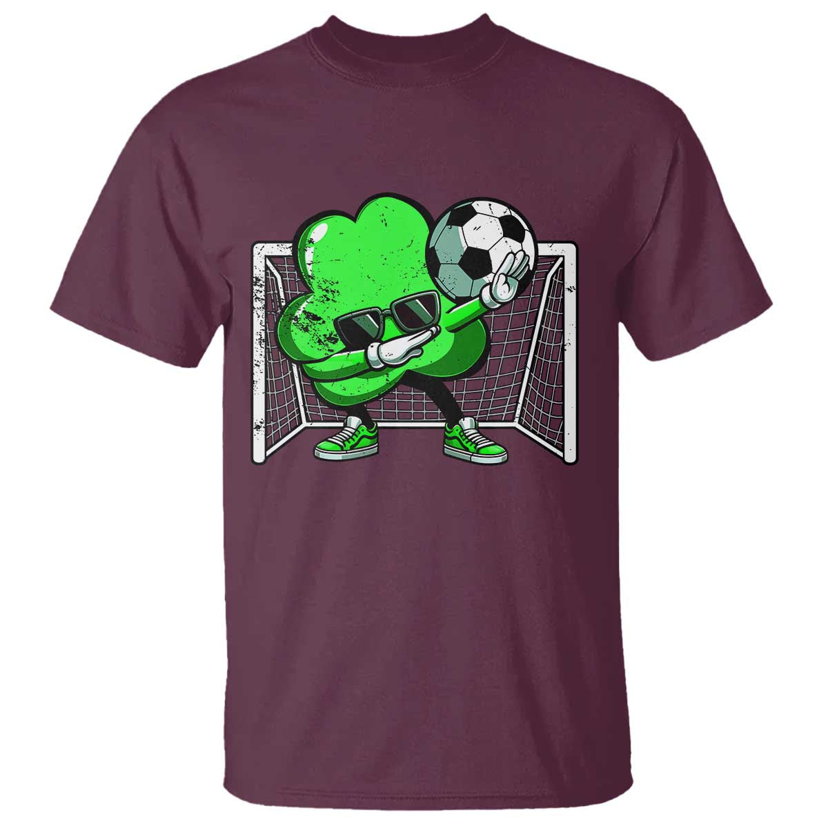 Funny Soccer Shamrock T Shirt Dabbing Player St. Patrick's Day TS02 Maroon Print Your Wear