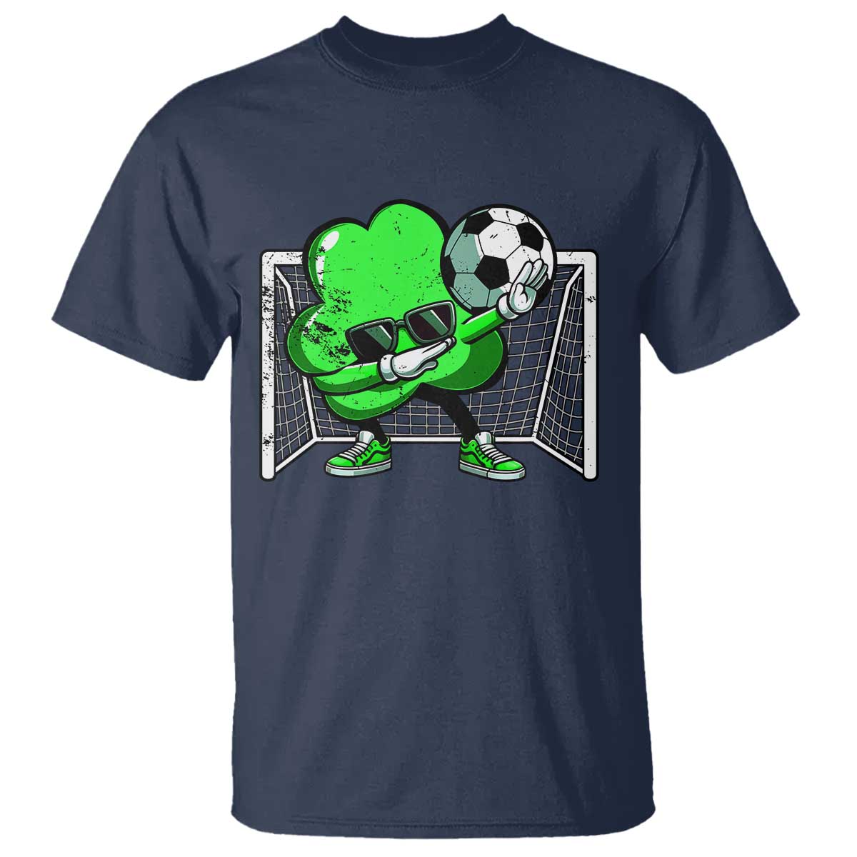 Funny Soccer Shamrock T Shirt Dabbing Player St. Patrick's Day TS02 Navy Print Your Wear