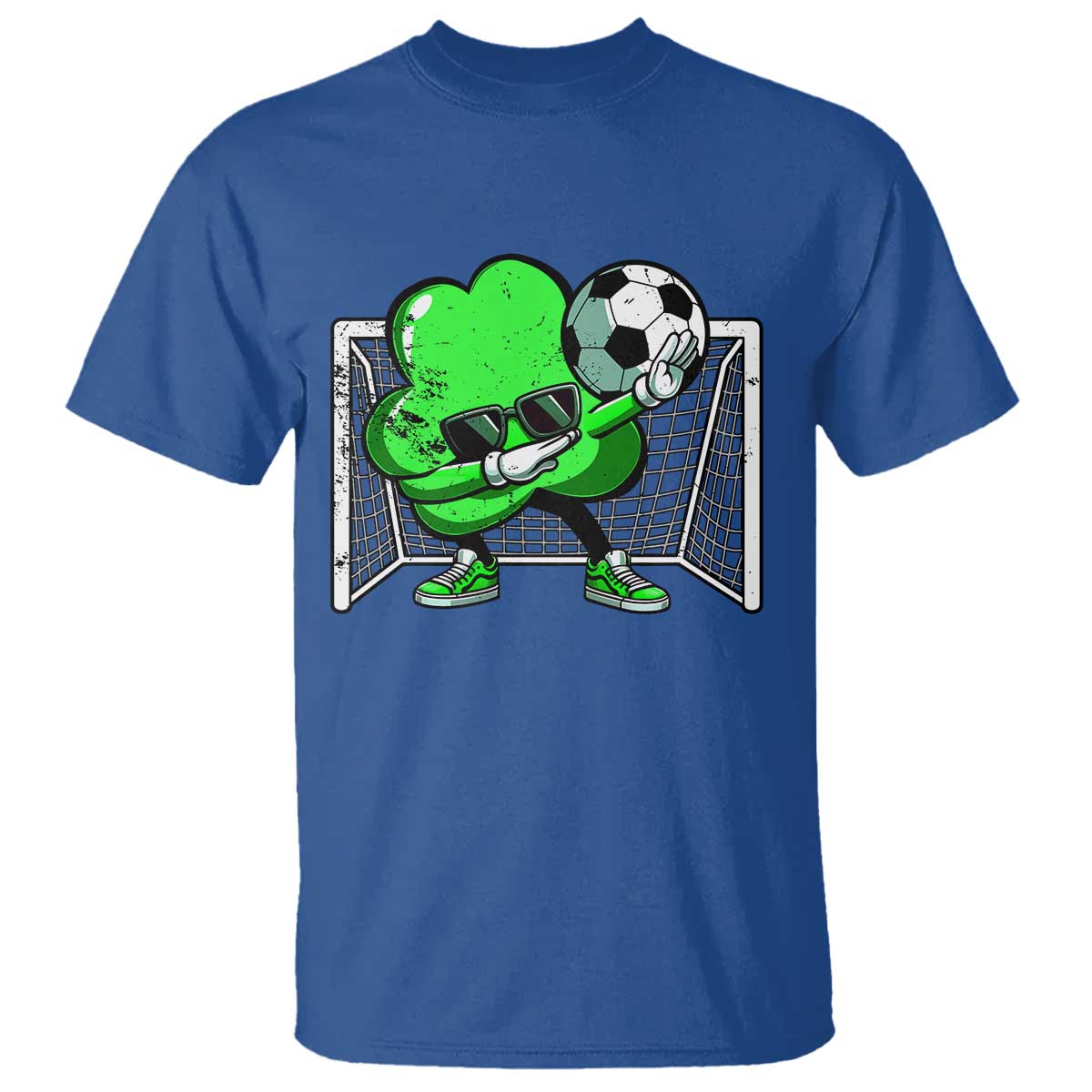Funny Soccer Shamrock T Shirt Dabbing Player St. Patrick's Day TS02 Royal Blue Print Your Wear