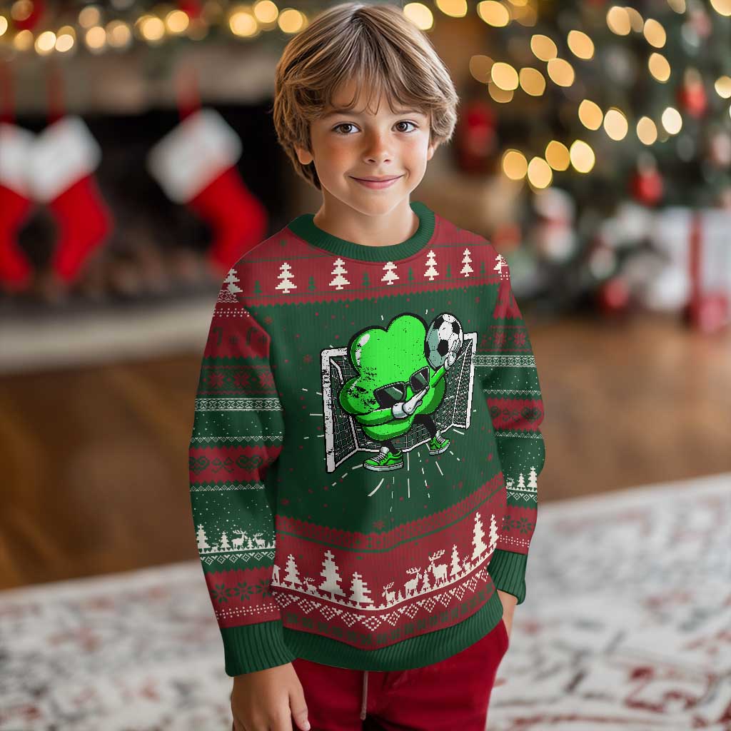 Funny Soccer Shamrock Knit Sweatshirt Dabbing Player St. Patrick's Day TS02 Christmas Print Your Wear