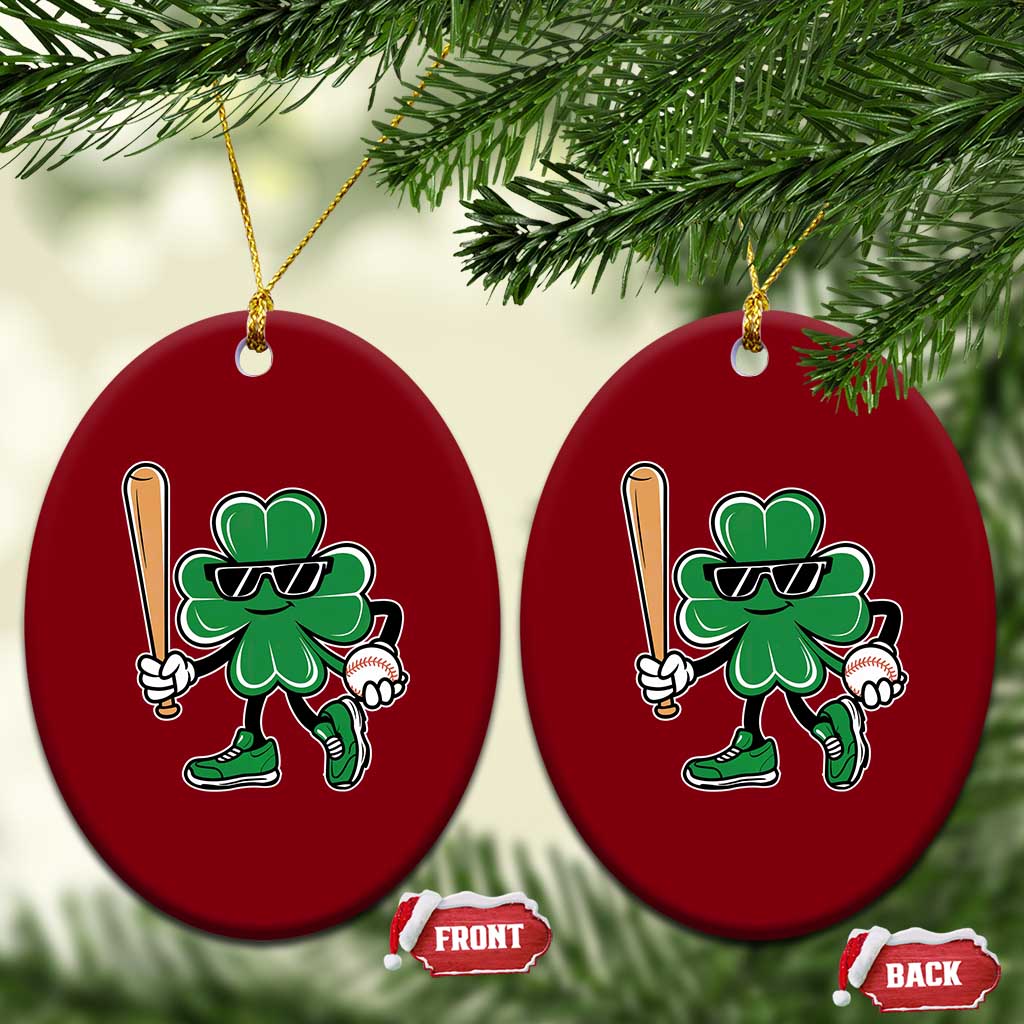 Lucky Baseball Shamrock Ceramic Ornament St Patrick's Day T-Ball Sport Lover Gift TS02 Print Your Wear