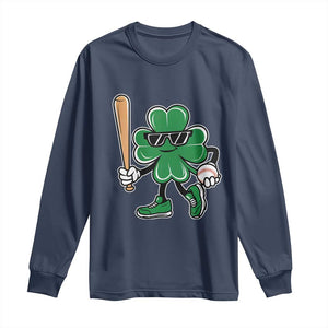 Lucky Baseball Shamrock Long Sleeve Shirt St Patrick's Day T-Ball Sport Lover Gift TS02 Navy Print Your Wear