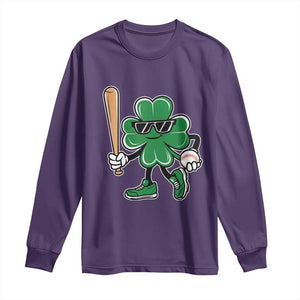 Lucky Baseball Shamrock Long Sleeve Shirt St Patrick's Day T-Ball Sport Lover Gift TS02 Purple Print Your Wear