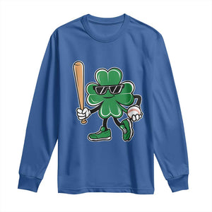 Lucky Baseball Shamrock Long Sleeve Shirt St Patrick's Day T-Ball Sport Lover Gift TS02 Royal Blue Print Your Wear