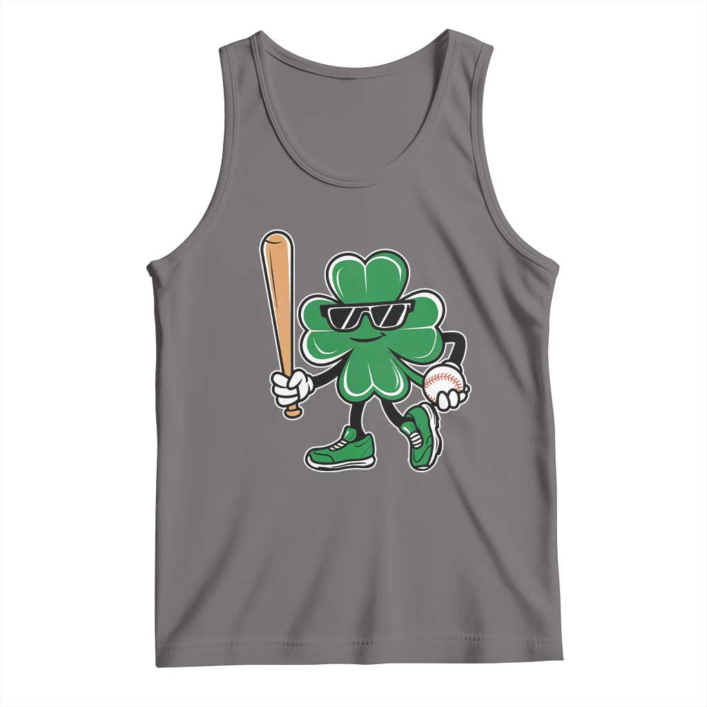 Lucky Baseball Shamrock Tank Top St Patrick's Day T-Ball Sport Lover Gift TS02 Deep Heather Print Your Wear