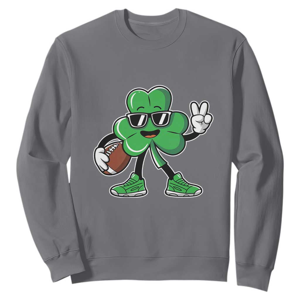 St Patrick's Day Lucky Shamrock Football Sweatshirt Sport Lover Gift TS02 Charcoal Print Your Wear