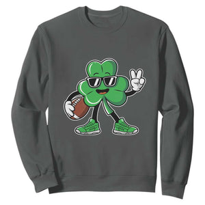 St Patrick's Day Lucky Shamrock Football Sweatshirt Sport Lover Gift TS02 Dark Heather Print Your Wear