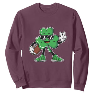 St Patrick's Day Lucky Shamrock Football Sweatshirt Sport Lover Gift TS02 Maroon Print Your Wear