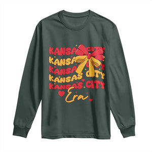 Groovy In My Kansas City Era Long Sleeve Shirt Retro Coquette Bow TS02 Dark Forest Green Print Your Wear