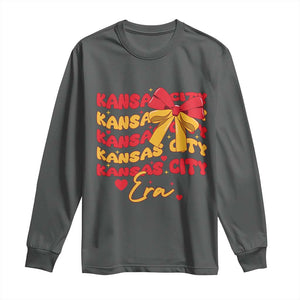 Groovy In My Kansas City Era Long Sleeve Shirt Retro Coquette Bow TS02 Dark Heather Print Your Wear