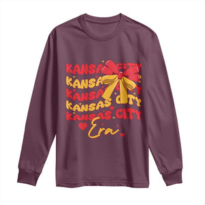 Groovy In My Kansas City Era Long Sleeve Shirt Retro Coquette Bow TS02 Maroon Print Your Wear