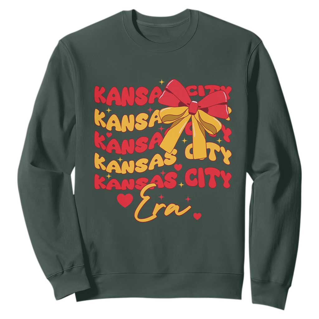 Groovy In My Kansas City Era Sweatshirt Retro Coquette Bow TS02 Dark Forest Green Print Your Wear