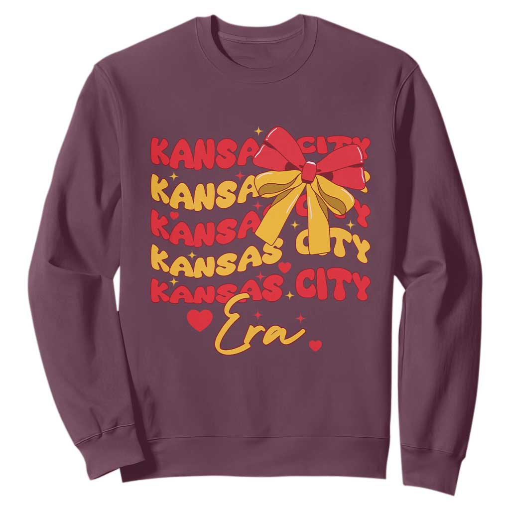 Groovy In My Kansas City Era Sweatshirt Retro Coquette Bow TS02 Maroon Print Your Wear