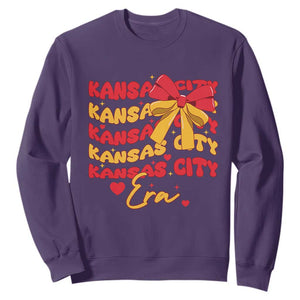 Groovy In My Kansas City Era Sweatshirt Retro Coquette Bow TS02 Purple Print Your Wear
