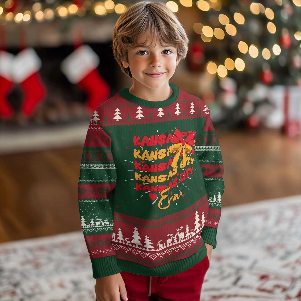 Groovy In My Kansas City Era Knit Sweatshirt Retro Coquette Bow TS02 Christmas Print Your Wear