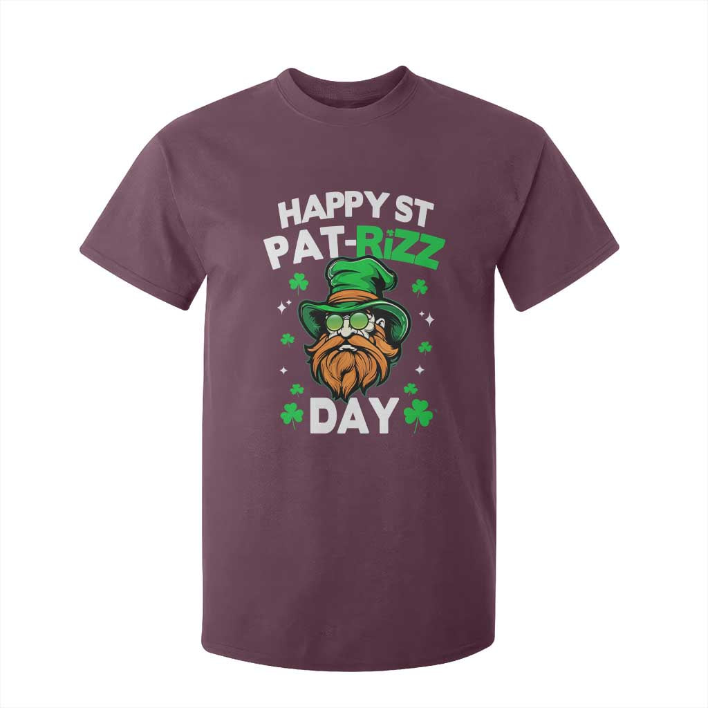 Happy St Pat Rizz Day T Shirt For Kid Funny St. Patrick's Day Leprechaun TS02 Maroon Print Your Wear