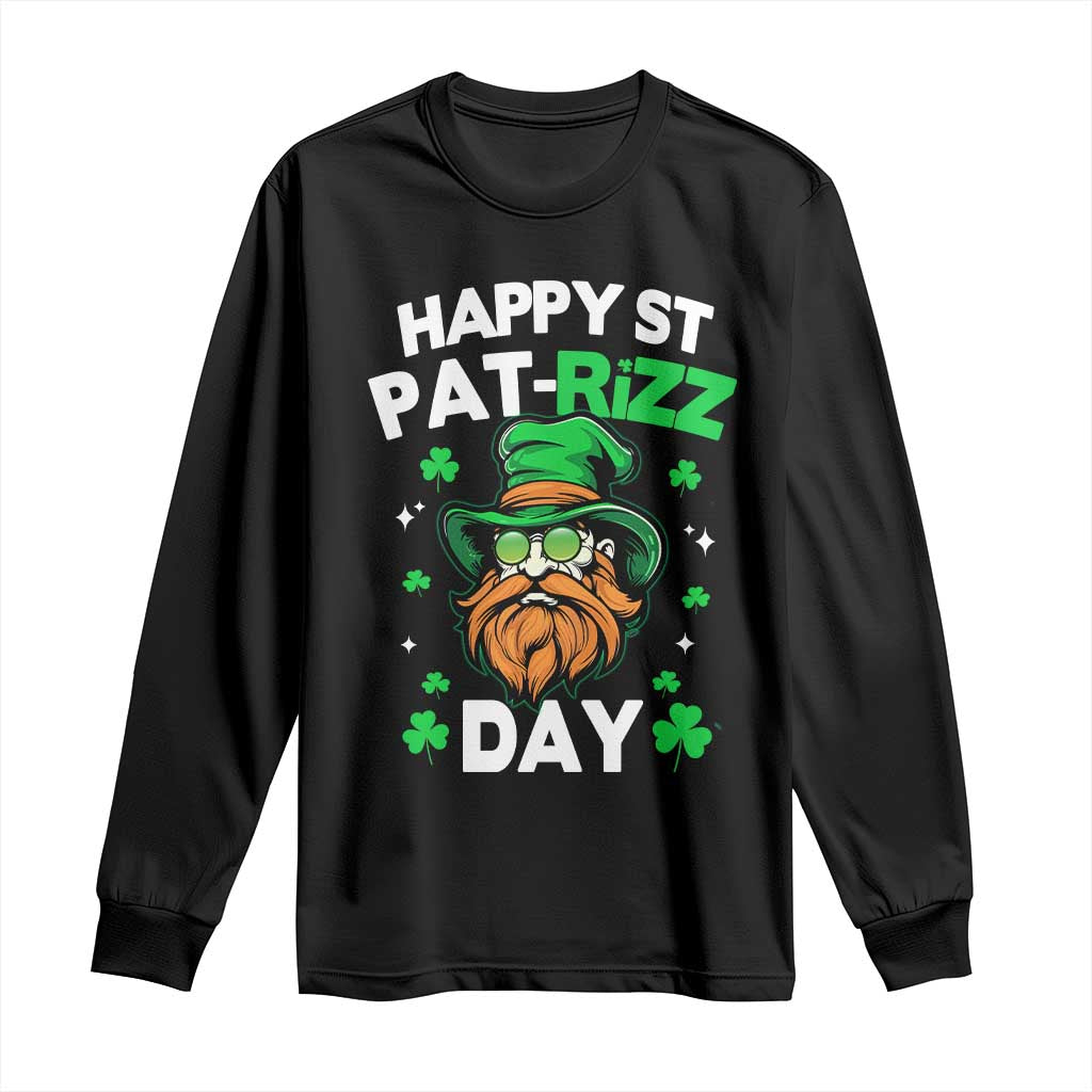 Happy St Pat Rizz Day Long Sleeve Shirt Funny St. Patrick's Day Leprechaun TS02 Black Print Your Wear