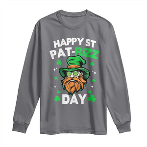 Happy St Pat Rizz Day Long Sleeve Shirt Funny St. Patrick's Day Leprechaun TS02 Charcoal Print Your Wear