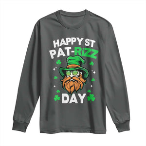 Happy St Pat Rizz Day Long Sleeve Shirt Funny St. Patrick's Day Leprechaun TS02 Dark Heather Print Your Wear