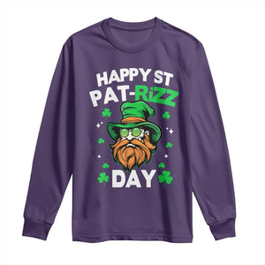 Happy St Pat Rizz Day Long Sleeve Shirt Funny St. Patrick's Day Leprechaun TS02 Purple Print Your Wear