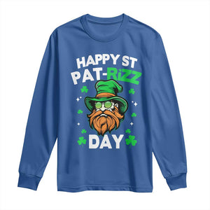 Happy St Pat Rizz Day Long Sleeve Shirt Funny St. Patrick's Day Leprechaun TS02 Royal Blue Print Your Wear