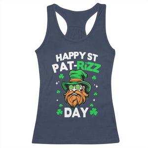 Happy St Pat Rizz Day Racerback Tank Top Funny St. Patrick's Day Leprechaun TS02 Navy Print Your Wear
