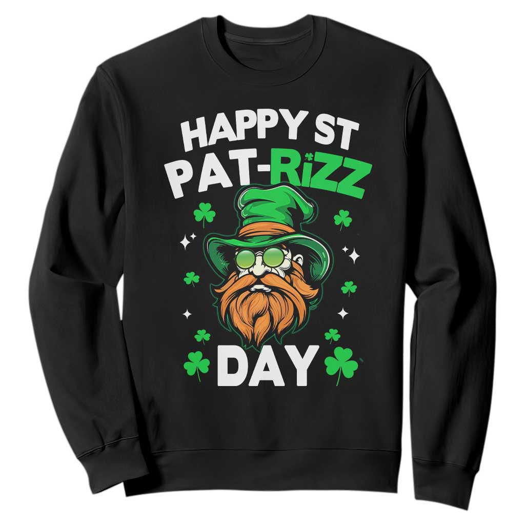 Happy St Pat Rizz Day Sweatshirt Funny St. Patrick's Day Leprechaun TS02 Black Print Your Wear