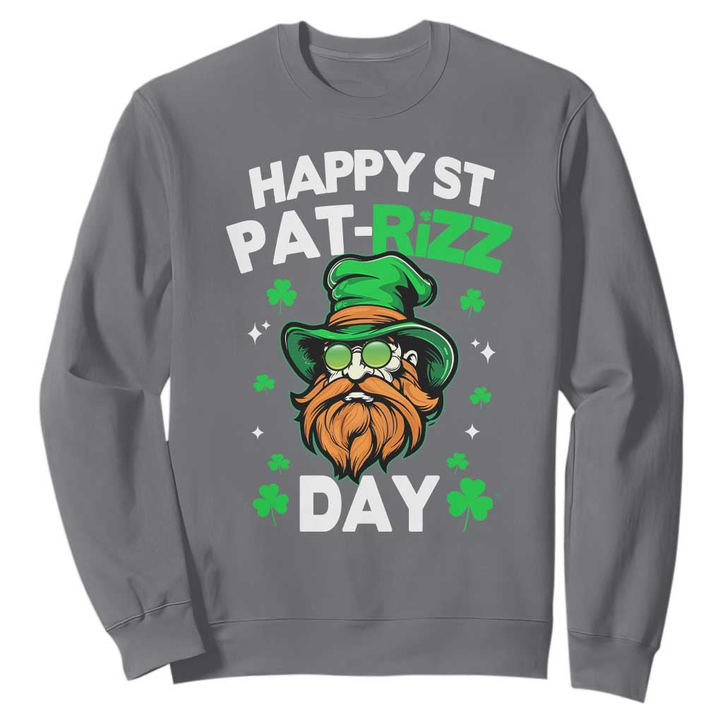 Happy St Pat Rizz Day Sweatshirt Funny St. Patrick's Day Leprechaun TS02 Charcoal Print Your Wear