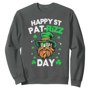 Happy St Pat Rizz Day Sweatshirt Funny St. Patrick's Day Leprechaun TS02 Dark Heather Print Your Wear