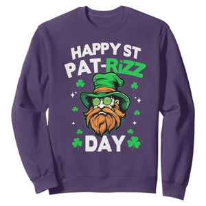 Happy St Pat Rizz Day Sweatshirt Funny St. Patrick's Day Leprechaun TS02 Purple Print Your Wear