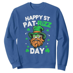 Happy St Pat Rizz Day Sweatshirt Funny St. Patrick's Day Leprechaun TS02 Royal Blue Print Your Wear