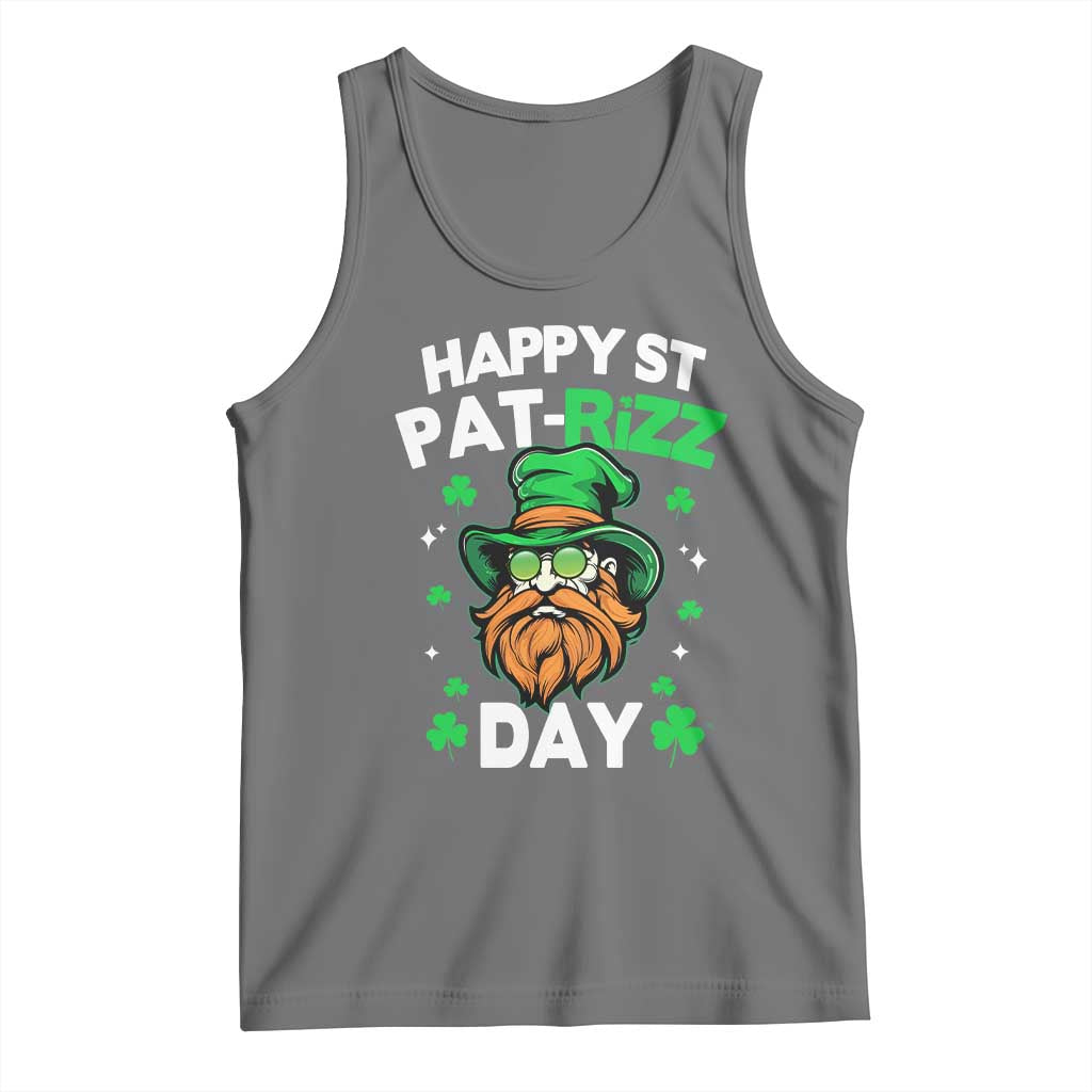 Happy St Pat Rizz Day Tank Top Funny St. Patrick's Day Leprechaun TS02 Black Heather Print Your Wear