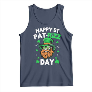 Happy St Pat Rizz Day Tank Top Funny St. Patrick's Day Leprechaun TS02 Navy Print Your Wear