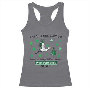 St Patrick's Day Lucky L&D Nurse Racerback Tank Top Labor And Delivery Shamrock TS02 Charcoal Print Your Wear