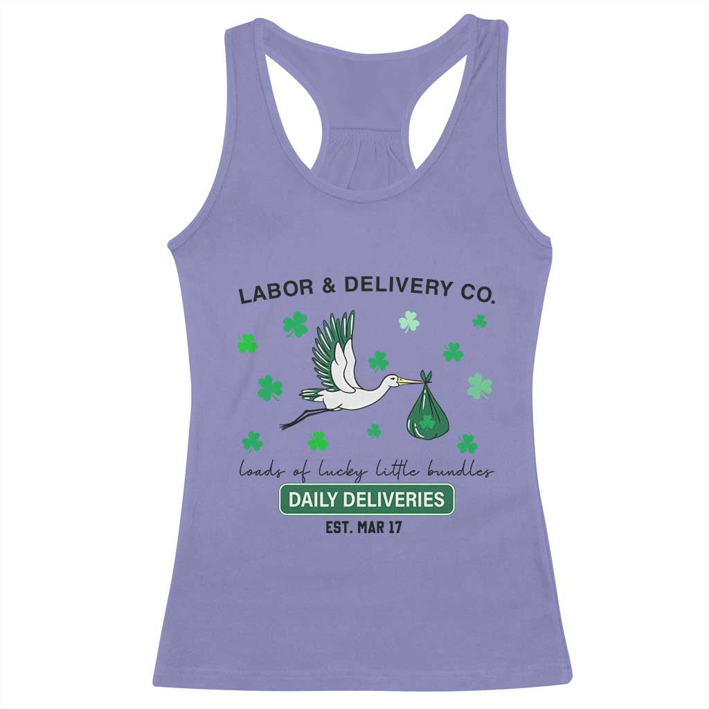 St Patrick's Day Lucky L&D Nurse Racerback Tank Top Labor And Delivery Shamrock TS02 Violet Print Your Wear