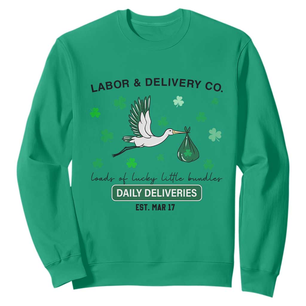 St Patrick's Day Lucky L&D Nurse Sweatshirt Labor And Delivery Shamrock TS02 Irish Green Print Your Wear