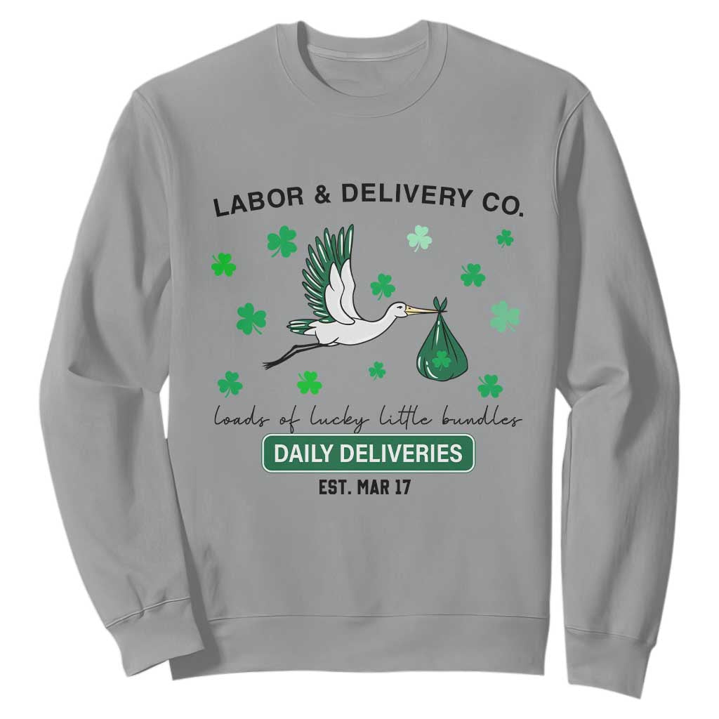 St Patrick's Day Lucky L&D Nurse Sweatshirt Labor And Delivery Shamrock TS02 Sport Gray Print Your Wear