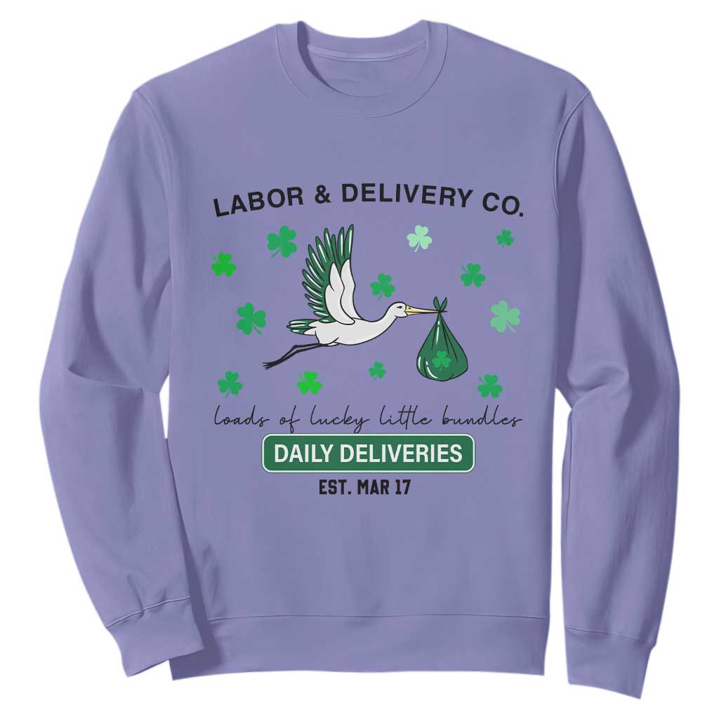 St Patrick's Day Lucky L&D Nurse Sweatshirt Labor And Delivery Shamrock TS02 Violet Print Your Wear