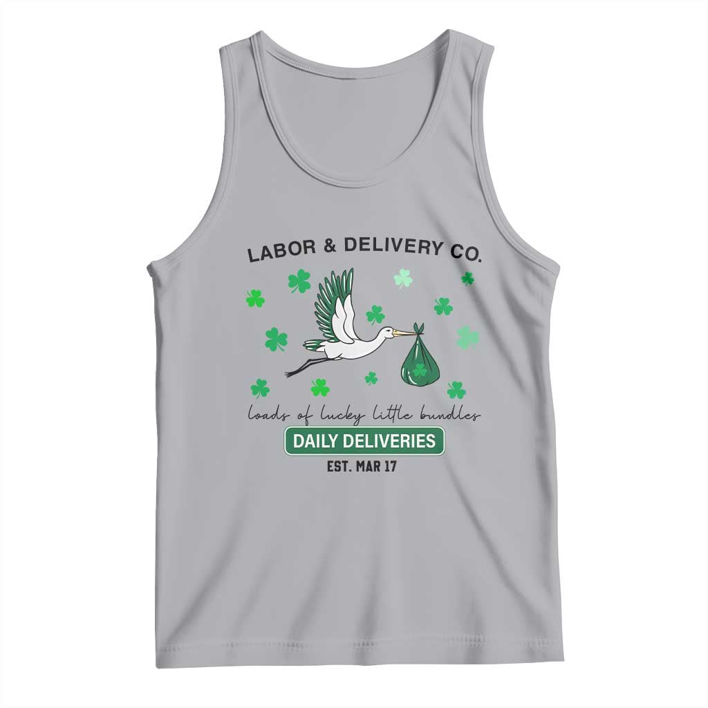 St Patrick's Day Lucky L&D Nurse Tank Top Labor And Delivery Shamrock TS02 Athletic Heather Print Your Wear