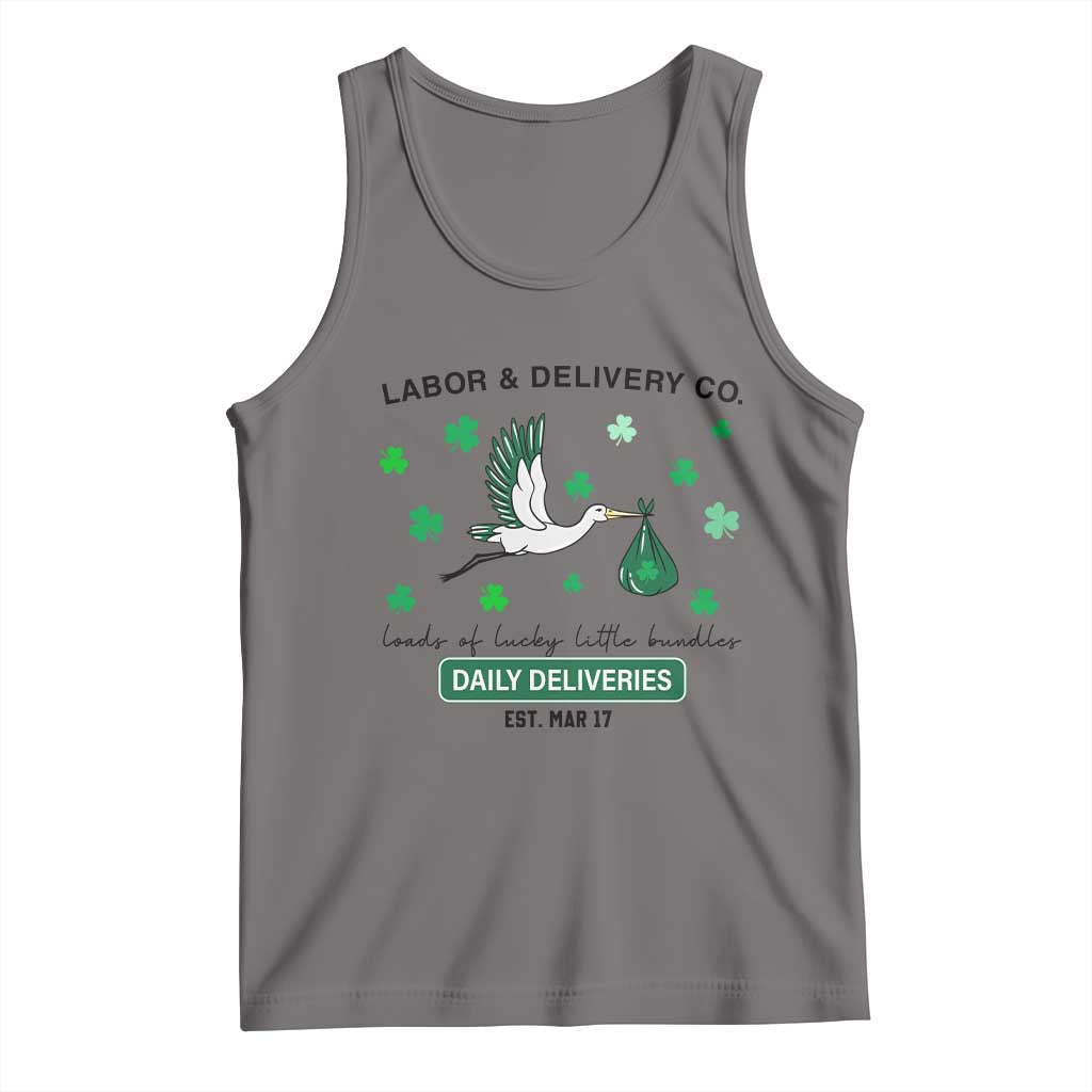 St Patrick's Day Lucky L&D Nurse Tank Top Labor And Delivery Shamrock TS02 Deep Heather Print Your Wear