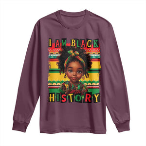 I Am Black History Long Sleeve Shirt Month Black Melanin Kids Girls TS02 Maroon Print Your Wear