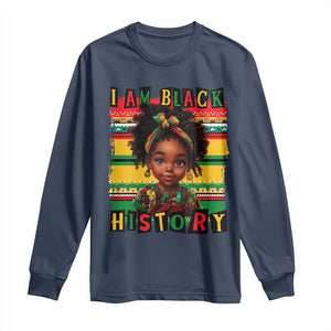 I Am Black History Long Sleeve Shirt Month Black Melanin Kids Girls TS02 Navy Print Your Wear