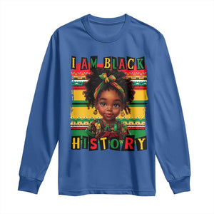 I Am Black History Long Sleeve Shirt Month Black Melanin Kids Girls TS02 Royal Blue Print Your Wear