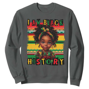 I Am Black History Sweatshirt Month Black Melanin Kids Girls TS02 Dark Heather Print Your Wear