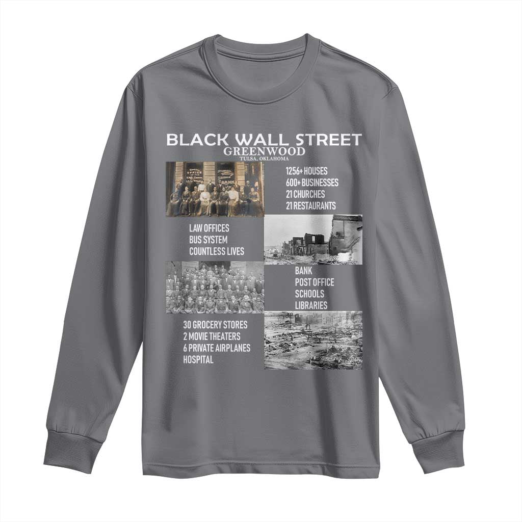 Black Wall Street Long Sleeve Shirt Black Business Black History Month TS02 Charcoal Print Your Wear