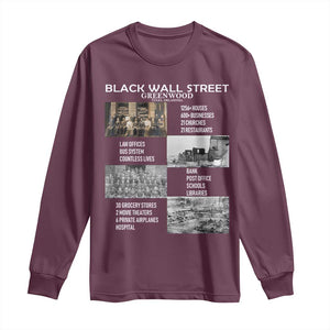 Black Wall Street Long Sleeve Shirt Black Business Black History Month TS02 Maroon Print Your Wear